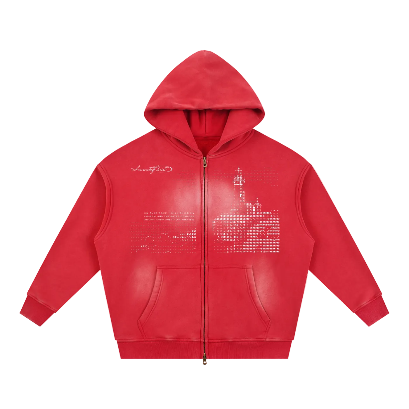 Matthew 16:18 Sunfade Two-way Zipper Boxy Fleece Hoodie