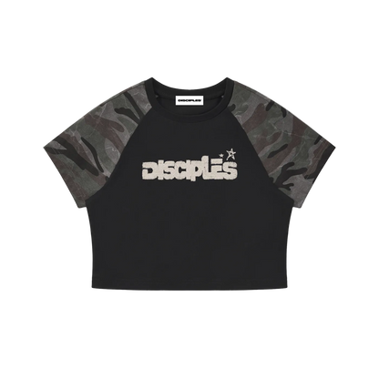 Disciples Women’s Camo Raglan Crop T-Shirt