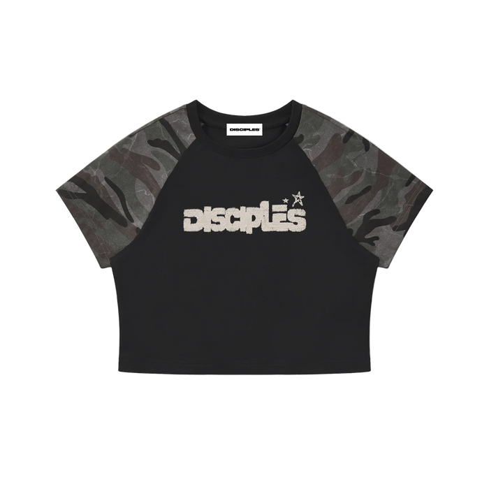 Disciples Women’s Camo Raglan Crop T-Shirt