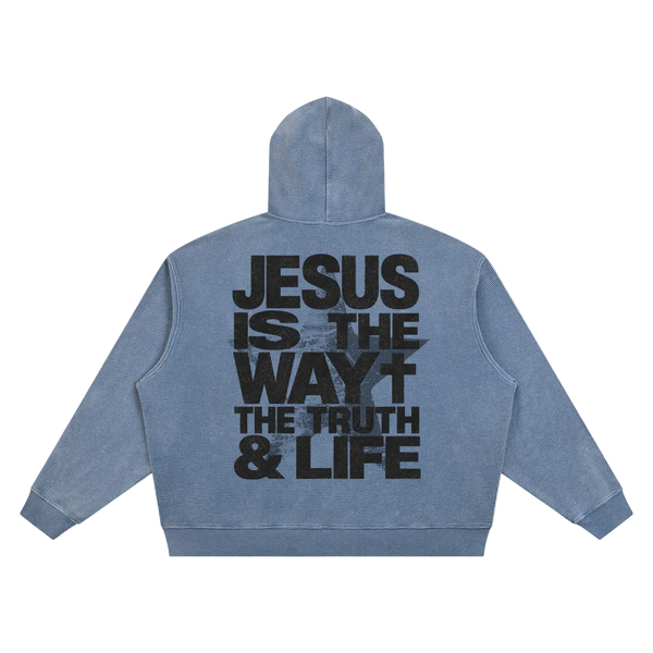 Jesus is the way Vintage Wash Waffle Boxy Hoodie (COMING SOON)