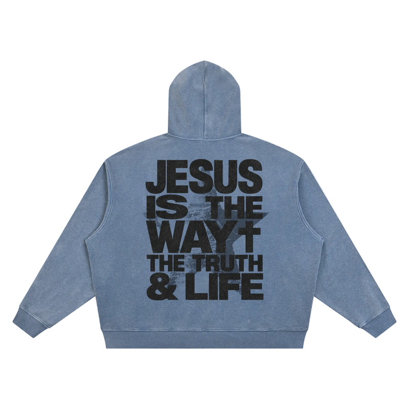 Jesus is the way Vintage Wash Waffle Boxy Hoodie