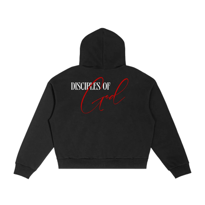 Disciples Contrast Plaid Boxy Zip Hoodie