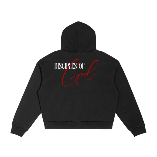 Disciples Contrast Plaid Boxy Zip Hoodie