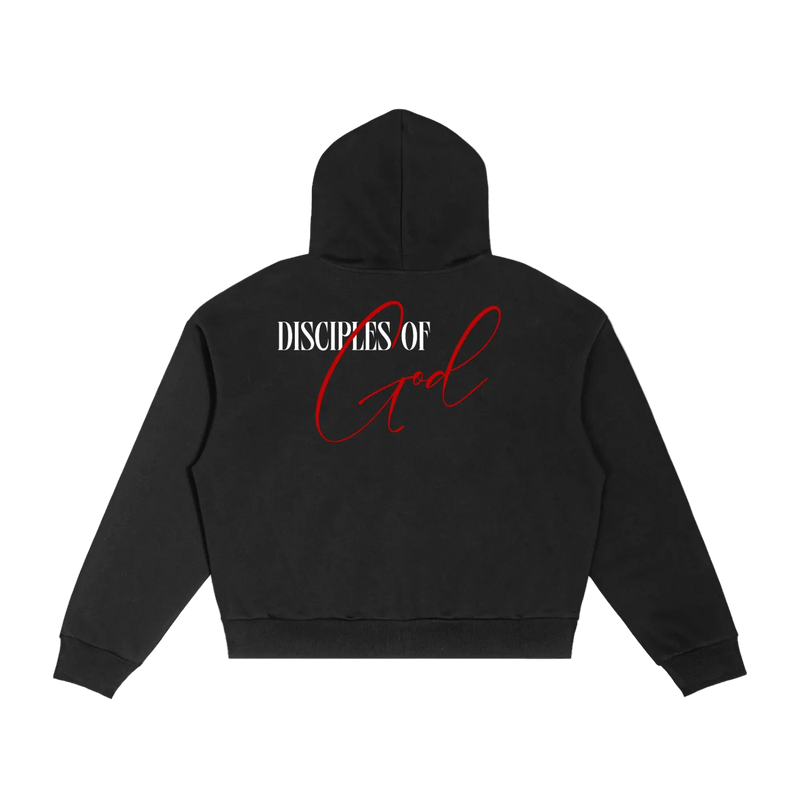 Disciples Contrast Plaid Boxy Zip Hoodie