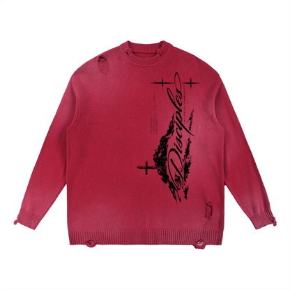 Mountain Distressed Ripped Crewneck sweater