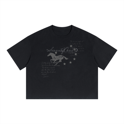 Unisex Boxy Drop Shoulder Crop T-Shirt