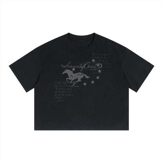 Unisex Boxy Drop Shoulder Crop T-Shirt
