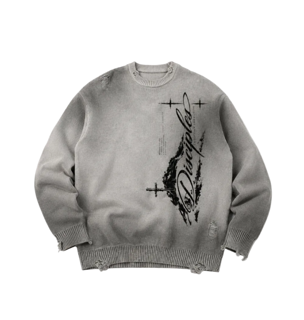 Mountain Distressed Ripped Crewneck sweater