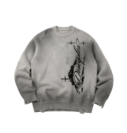 Mountain Distressed Ripped Crewneck sweater