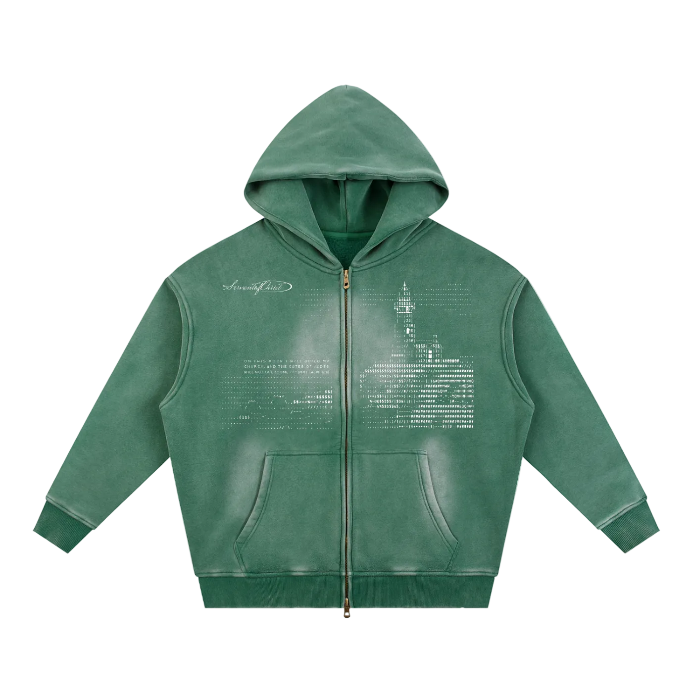 Matthew 16:18 Sunfade Two-way Zipper Boxy Fleece Hoodie