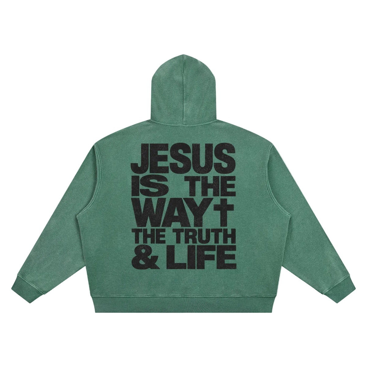 Jesus is the way Vintage Wash Waffle Boxy Hoodie