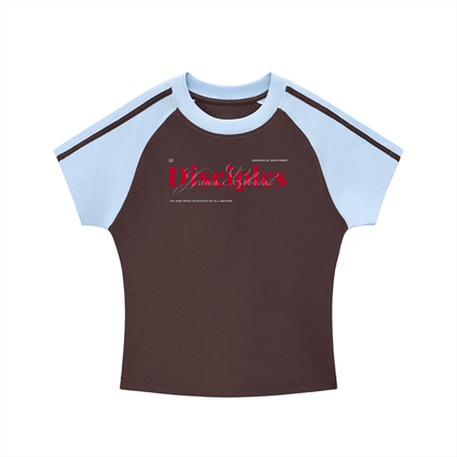 Women Contrast Stripes Bodycon Raglan  Sleeve T-Shirt