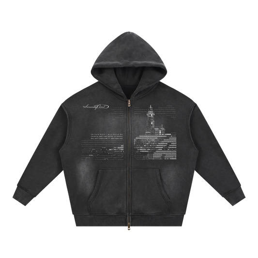 Matthew 16:18 Sunfade Two-way Zipper Boxy Fleece Hoodie