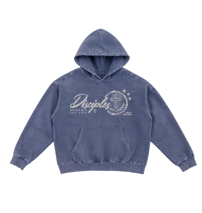Indigo Covenant Distressed Hoodie