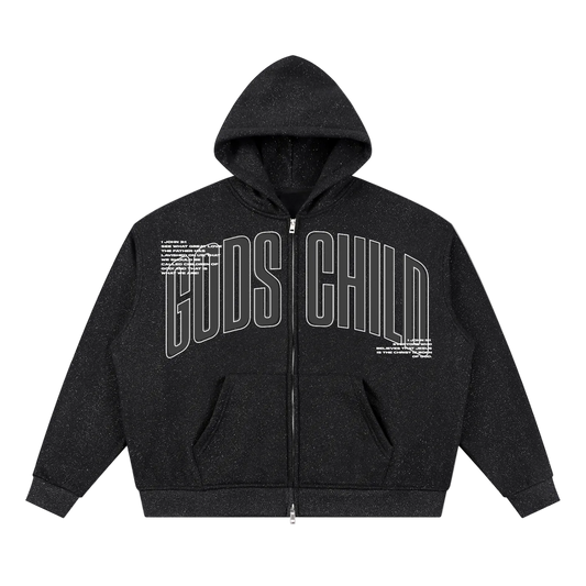 God's Child Sparkle Full Zip Boxy Hoodie
