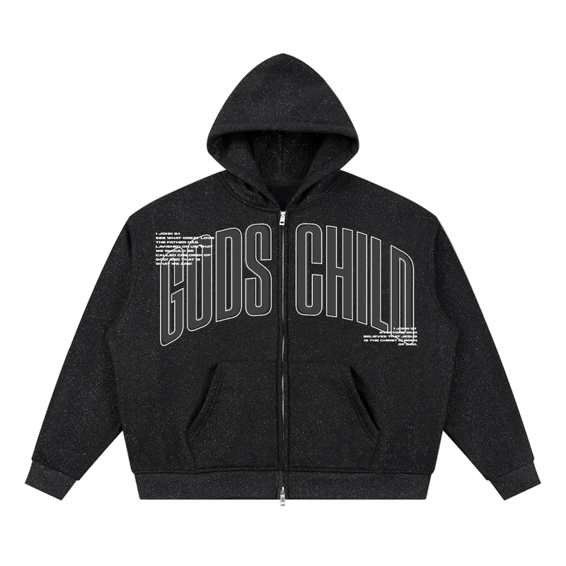 God's Child Sparkle Full Zip Boxy Hoodie
