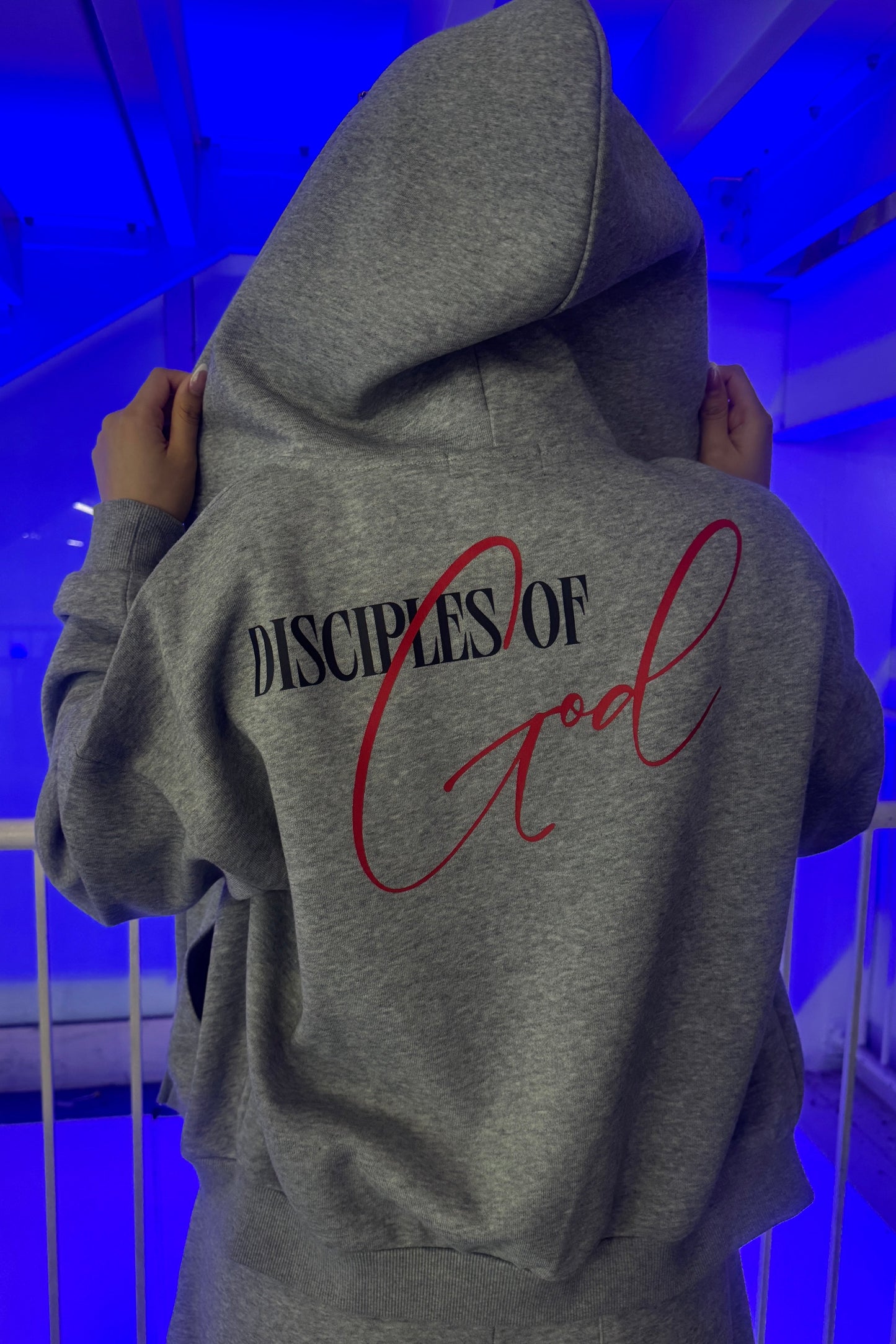 Disciples Contrast Plaid Boxy Zip Hoodie