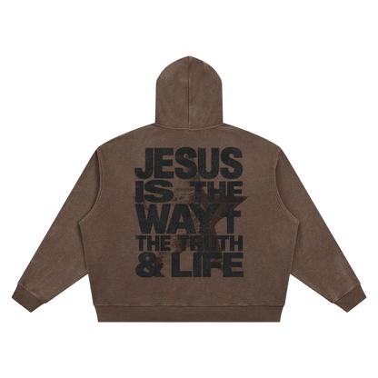 Jesus is the way Vintage Wash Waffle Boxy Hoodie