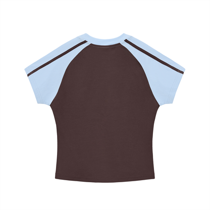 Women Contrast Stripes Bodycon Raglan  Sleeve T-Shirt