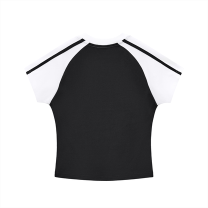 Women Contrast Stripes Bodycon Raglan  Sleeve T-Shirt