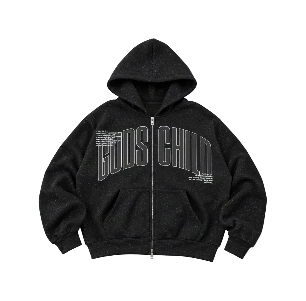 God's Child Sparkle Full Zip Boxy Hoodie