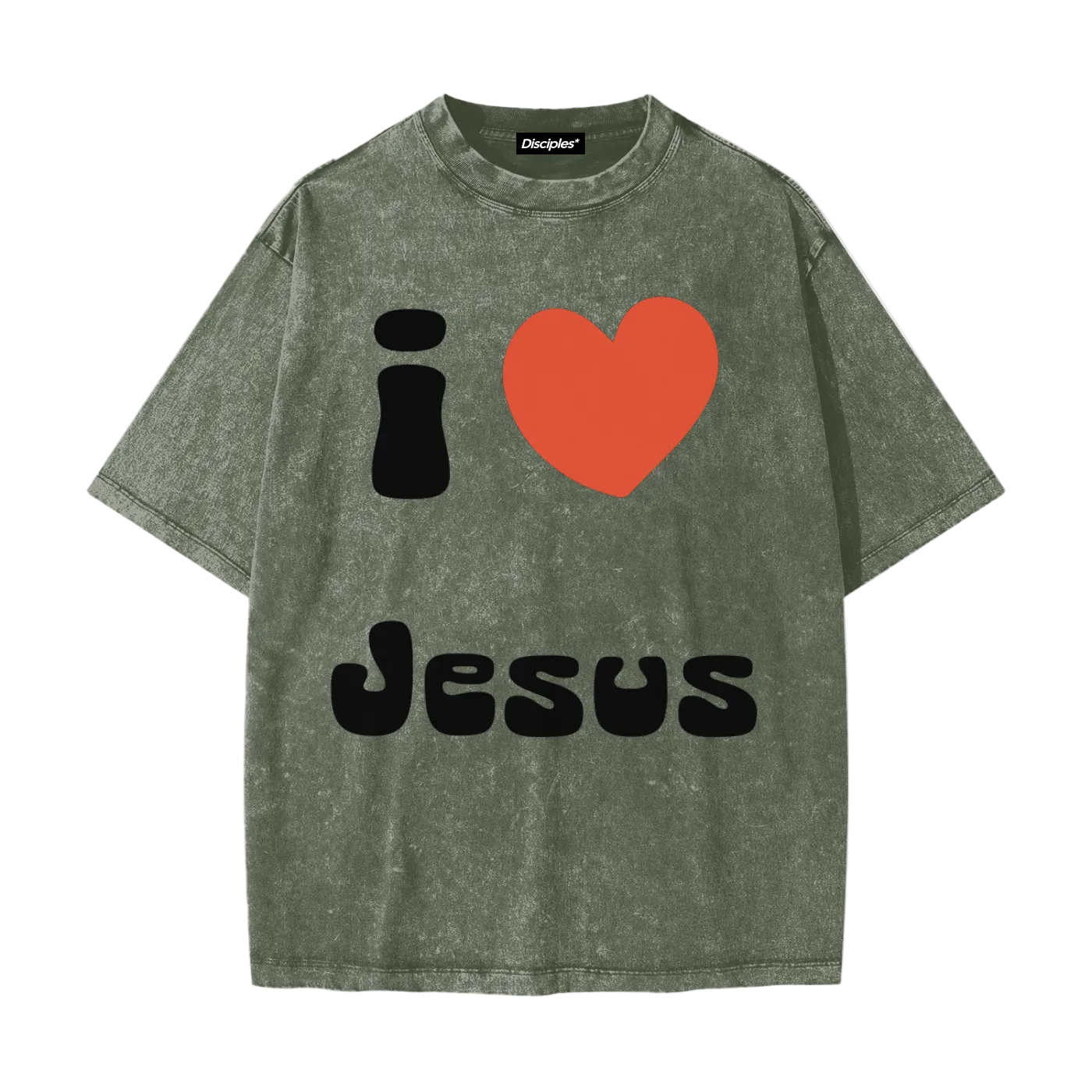 I <3 Jesus Crewneck T-Shirt Washed T-Shirt
