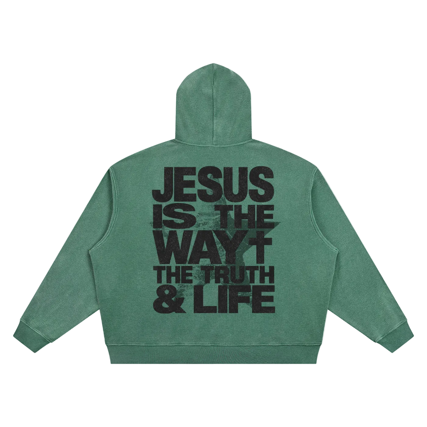 Jesus is the way Vintage Wash Waffle Boxy Hoodie
