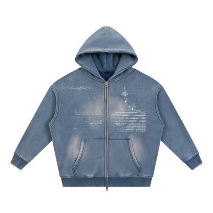 Matthew 16:18 Sunfade Two-way Zipper Boxy Fleece Hoodie