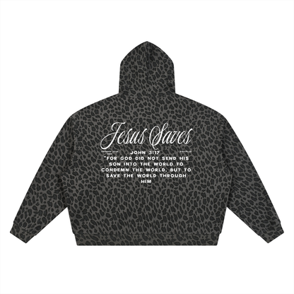Jesus Saves, Waffle Zip Hoodie