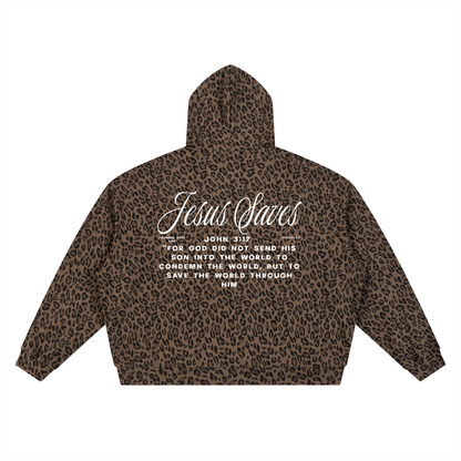 Jesus Saves, Waffle Zip Hoodie